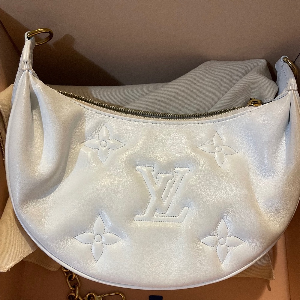 Louis Vuitton white bubblegram moon bag